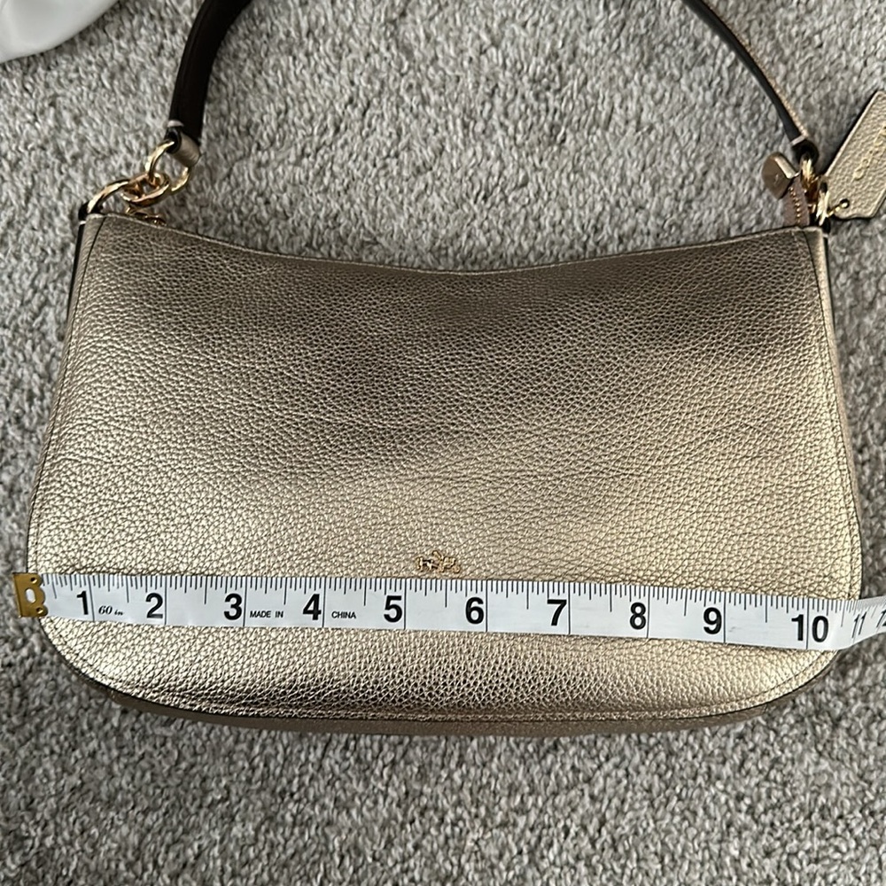 Coach New York bag in gold pebbled leather with shoulder strap & crossbody strap - Picture 16 of 17